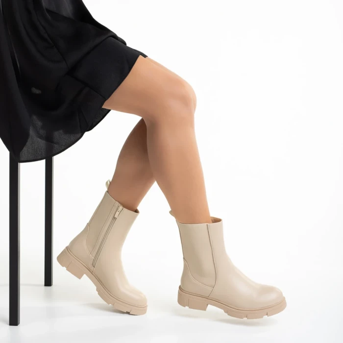 Cizme dama bej din piele ecologica Kiana