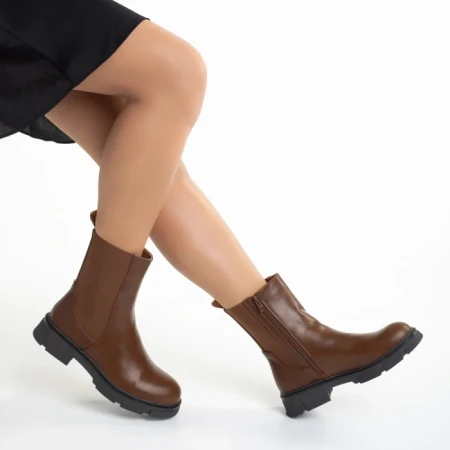 Cizme dama maro din piele ecologica Kiana