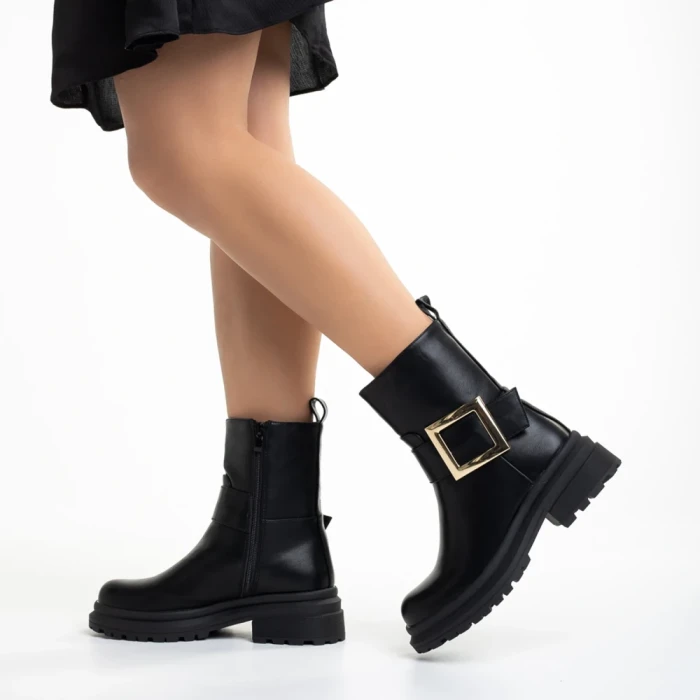 Cizme dama negre din piele ecologica Joana