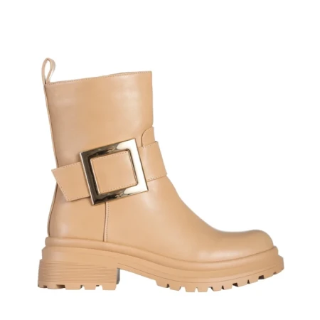 Cizme dama bej din piele ecologica Joana