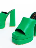 Papuci dama verzi din piele ecologica Davena