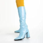 Cizme dama albastri din piele ecologica lacuita Dafne