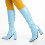 Cizme dama albastri din piele ecologica lacuita Dafne
