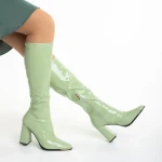 Cizme dama verzi din piele ecologica lacuita Dafne