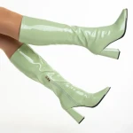 Cizme dama verzi din piele ecologica lacuita Dafne