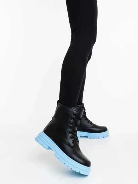 Ghete dama albastre din piele ecologica Tarali