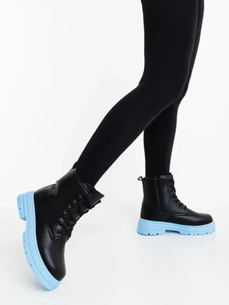 Ghete dama albastre din piele ecologica Tarali