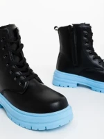 Ghete dama albastre din piele ecologica Tarali