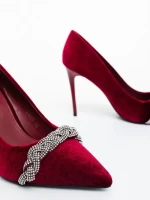 Pantofi dama cu toc grena din material textil  Floriana