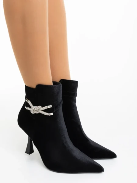Botine dama negre din material textil Laeva