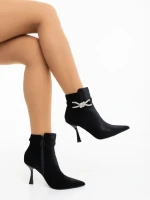 Botine dama negre din material textil Laeva