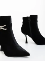 Botine dama negre din material textil Laeva