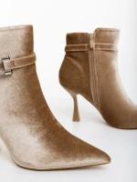 Botine dama bej din material textil Laeva