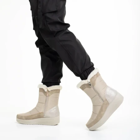 Cizme dama bej din material textil Justine