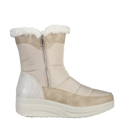 Cizme dama bej din material textil Justine