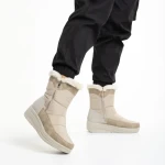 Cizme dama bej din material textil Justine