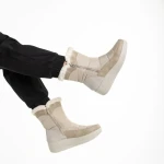 Cizme dama bej din material textil Justine