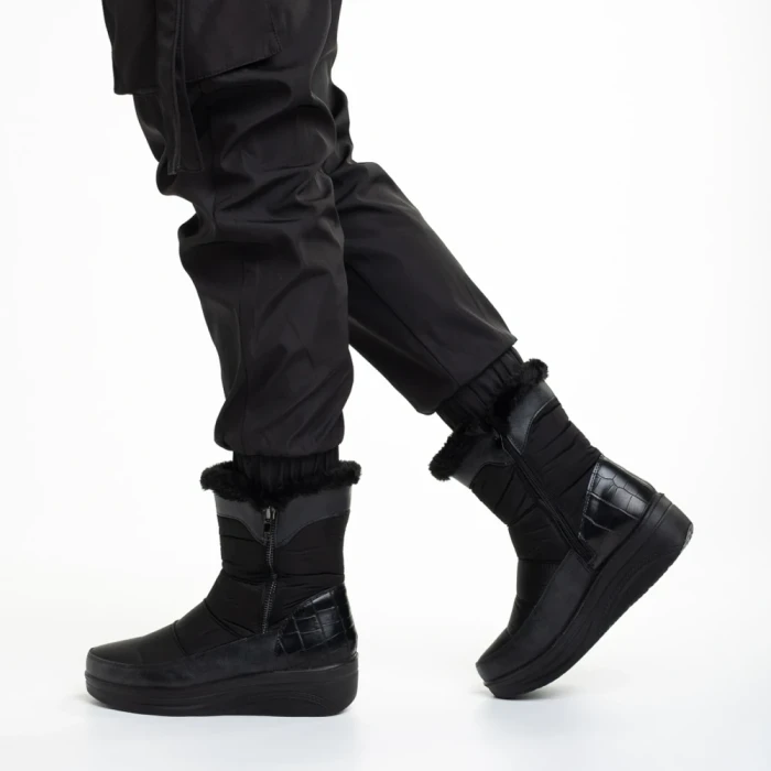 Cizme dama negre din material textil Justine