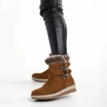 Cizme dama camel din material textil Malana