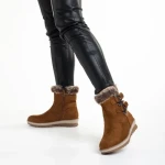 Cizme dama camel din material textil Malana