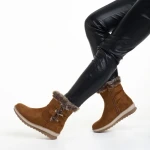 Cizme dama camel din material textil Malana