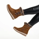 Cizme dama camel din material textil Malana