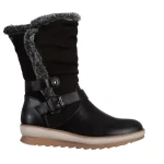 Cizme dama negre din piele ecologica si material textil Collete