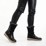 Cizme dama negre din piele ecologica si material textil Collete