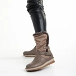 Cizme dama bej din piele ecologica si material textil Collete