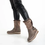 Cizme dama bej din piele ecologica si material textil Collete