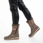 Cizme dama bej din piele ecologica si material textil Collete