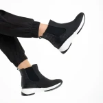 Botine dama negre din piele ecologica Ivanka