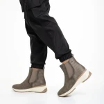 Botine dama bej din piele ecologica Ivanka