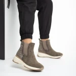 Botine dama bej din piele ecologica Ivanka