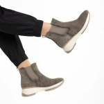 Botine dama bej din piele ecologica Ivanka