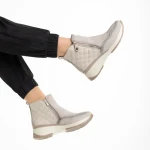 Botine dama bej din piele ecologica Golda
