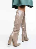 Cizme dama bej din piele ecologica Ulyana