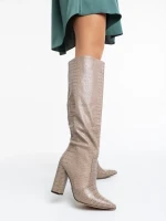 Cizme dama bej din piele ecologica Ulyana