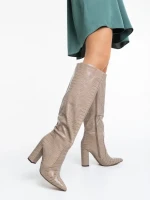 Cizme dama bej din piele ecologica Ulyana