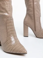 Cizme dama bej din piele ecologica Ulyana