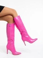 Cizme dama roz din piele ecologica Farzona
