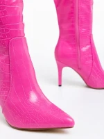 Cizme dama roz din piele ecologica Farzona