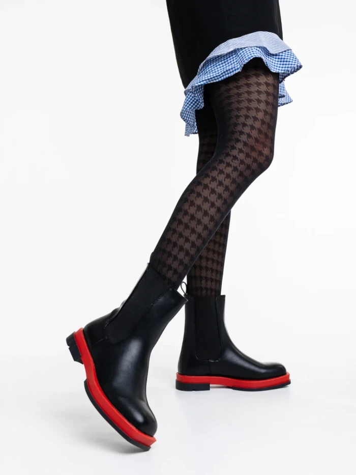 Cizme dama negre cu rosu din piele ecologica Omolara