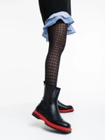 Cizme dama negre cu rosu din piele ecologica Omolara