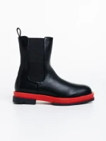 Cizme dama negre cu rosu din piele ecologica Omolara
