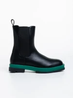 Cizme dama negre cu verde din piele ecologica Omolara