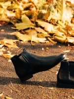 Ghete barbati negre din piele naturala Fausto