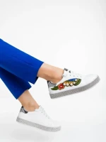 Pantofi sport dama albi din piele ecologica Sonna