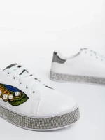 Pantofi sport dama albi din piele ecologica Sonna