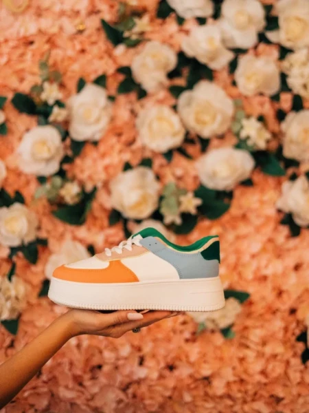 Pantofi sport dama portocalii din piele ecologica Kosara